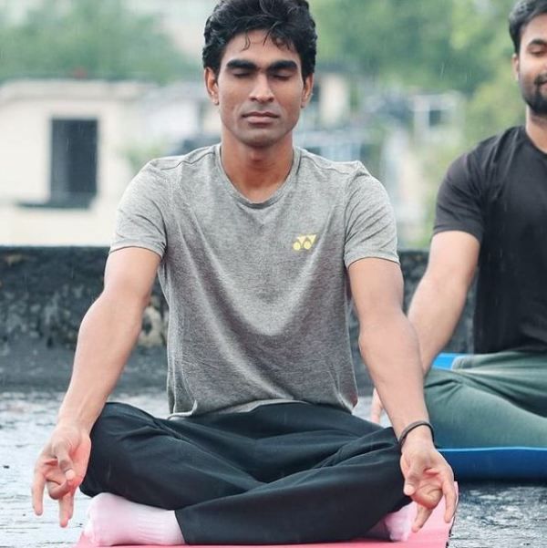 Pramod Bhagat performing yoga