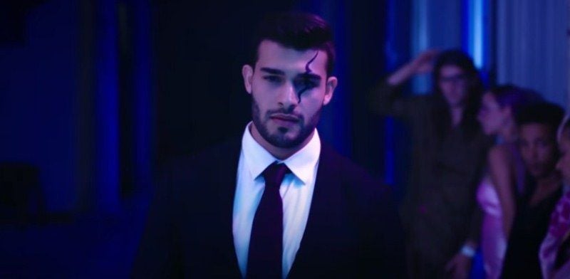 Sam Asghari in a scene from Britney Spear's Slumber Party music video