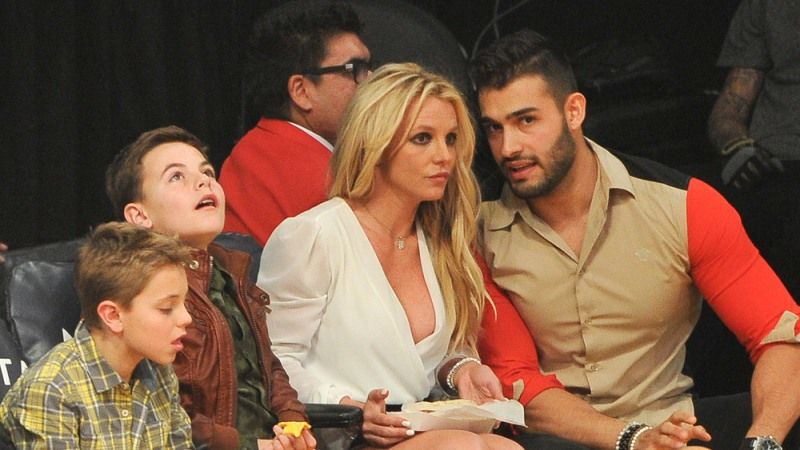 Sam Asghari with Britney Spears and her sons