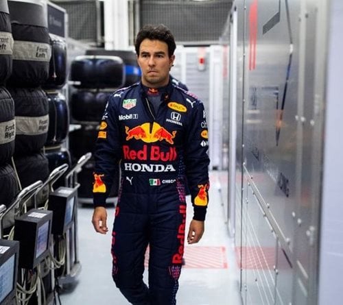 Sergio Perez at Red Bull Racing factory