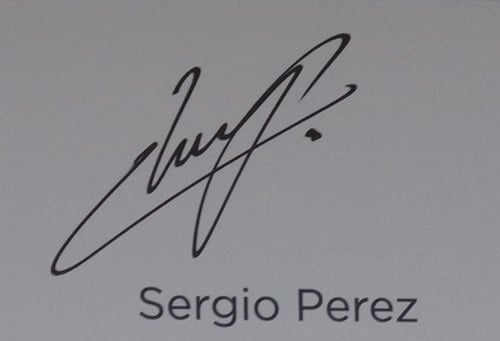 Sergio Perez's signature 'Checo Perez'