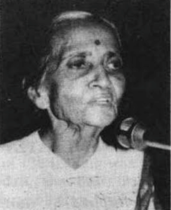 Usha Mehta in 1996 while addressing a conference