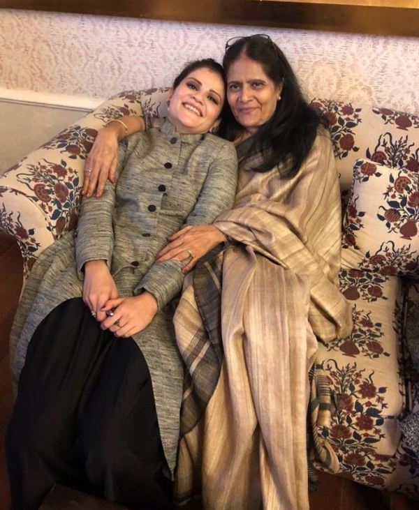 Vasudha Rai with her mother