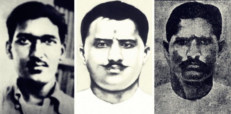 A Picture of Ashfaq, Bismil, and Roshan Singh