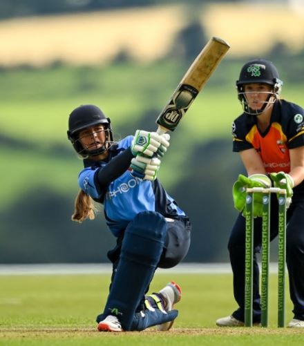 Amy Hunter playing a shot during her innings in Wicklow (Dublin) in September 2020