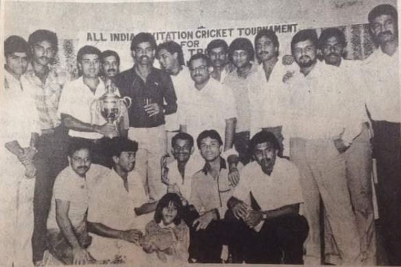 Dilip Vengsarkar with his team in 1989 at the Arlem Trophy