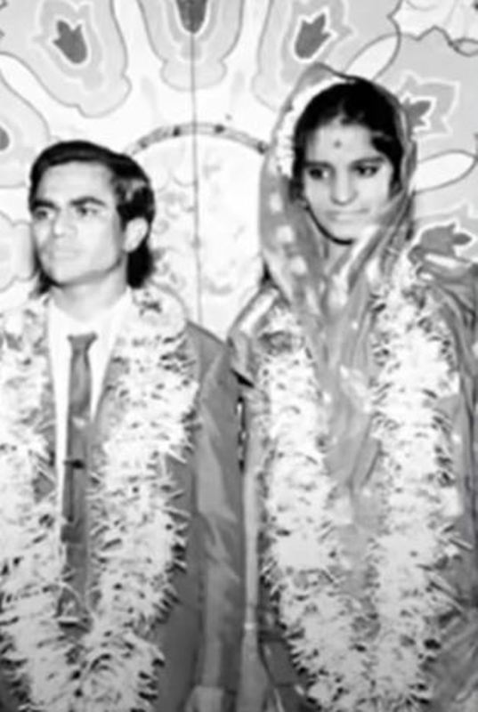 Ghanshyam Nayak on his marriage day with his wife