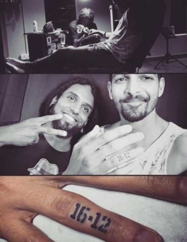 Harshvardhan`s tattoo on finger