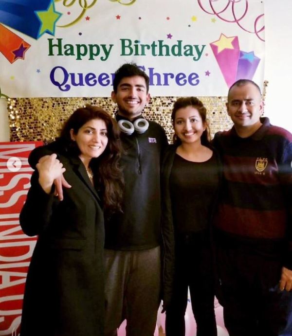 Shree Saini with her parents and brother
