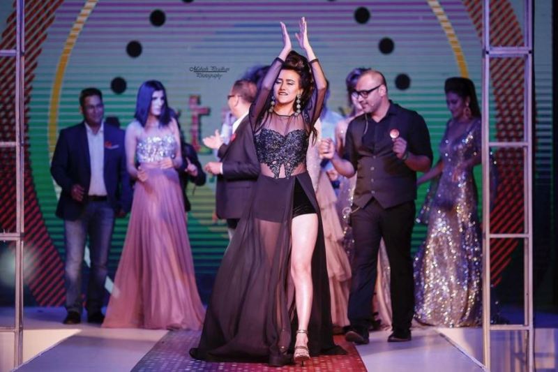 Swastika Khadka while walking on the ramp for a fashion brand in 2019