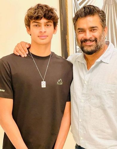 Vedaant Madhavan with his father