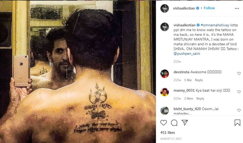 Vishal`s Instagram post about his back tattoo