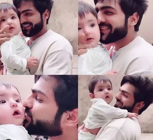 A collage of Jubin Shah with his daughter