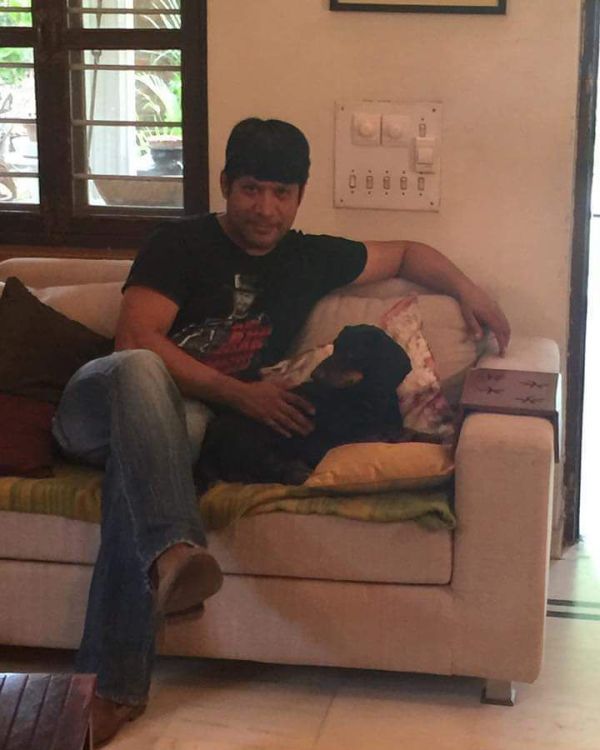 Aditya with a dog