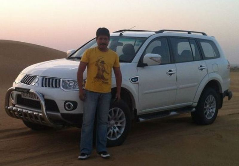 Aditya with his Pajero car