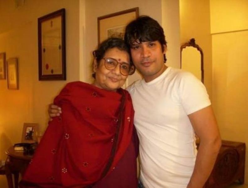 Aditya with his mother