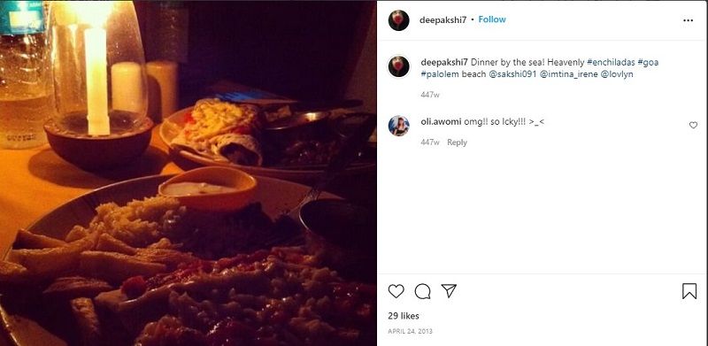 Deepakshi`s Instagram post about her eating habits