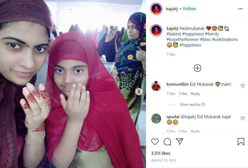 Kajal Seelamsetty while celebrating Eid with her daughter