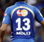 Munaf Patel's IPL jersey number