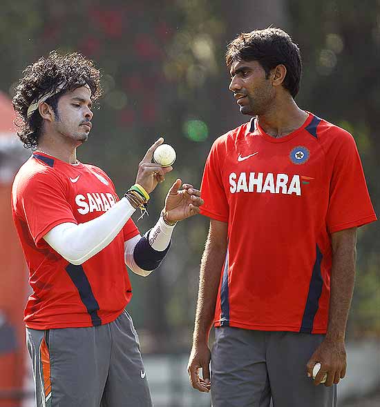 Munaf and Sreesanth during a training session