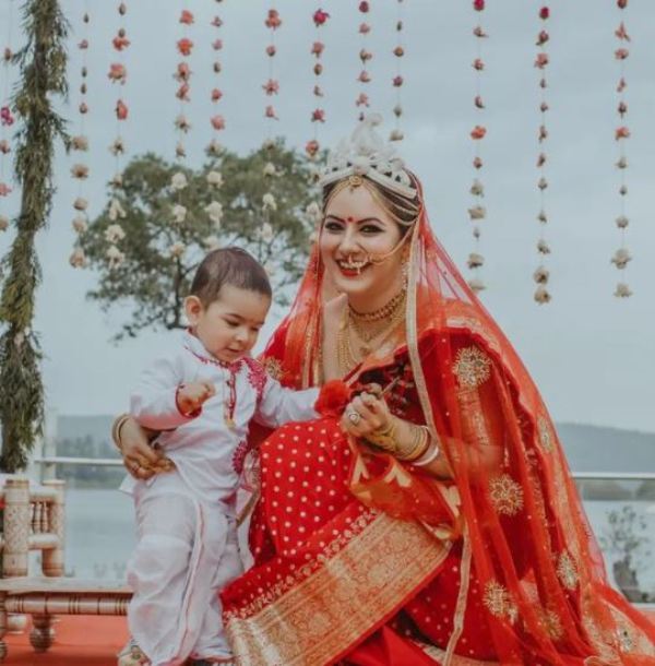 Pooja Bose with her son