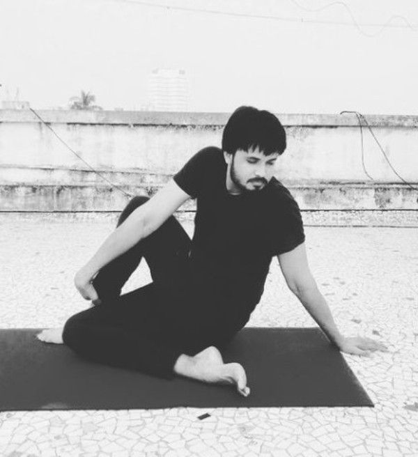 Chirag practising Yoga