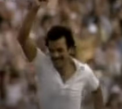 Madan Lal celebrating after taking the wicket of Vivian Richards in the 1983 Cricket World Cup final