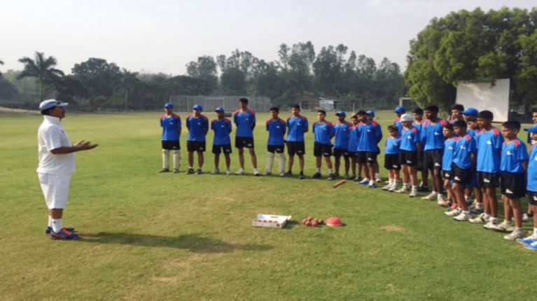 Madan Lal coaching young cricketers