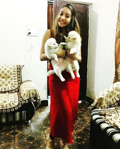 Pankhuri Shrivastava with her pet dogs