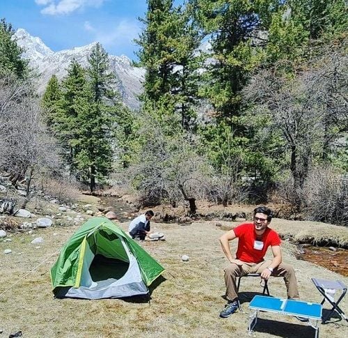 Rajat Sharma while camping