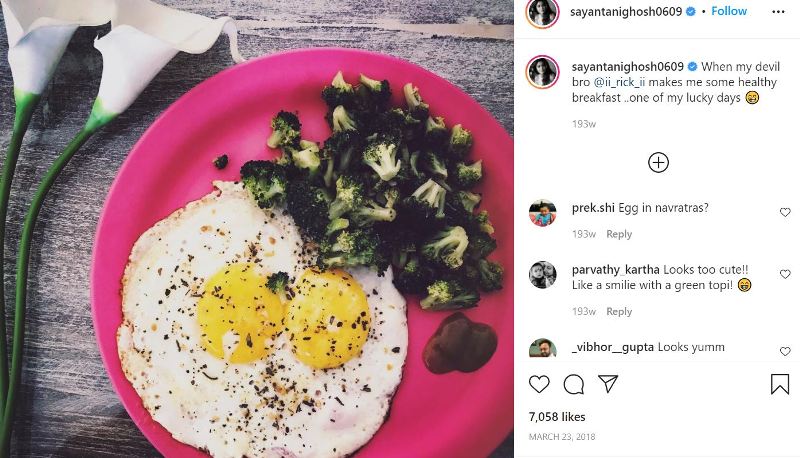 Sayantani Ghosh Instagrammed a post about her breakfast