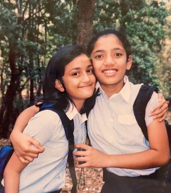 A childhood picture of Tracy Alison (left) with her friend