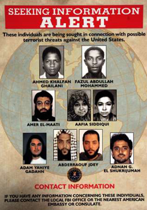 Aafia Siddiqui on the list of the most wanted persons of the FBI