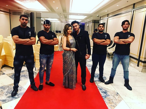 Aditya Aggarwal with his wife and bodyguards