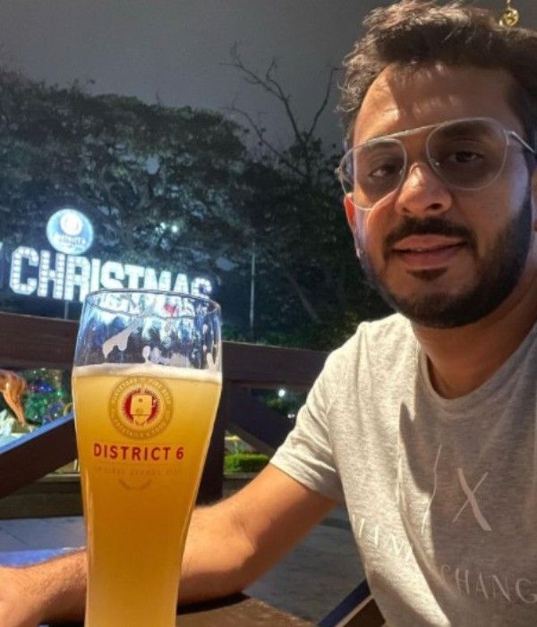 Aman Gupta drinking beer