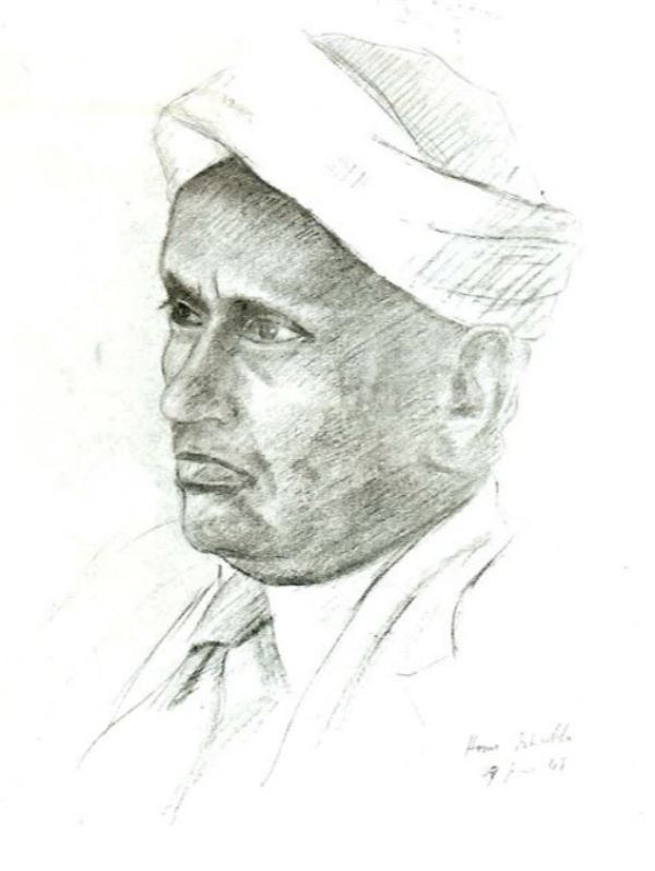 Bhabha's sketch of C. V. Raman
