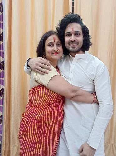 Devesh Sharma with his mother