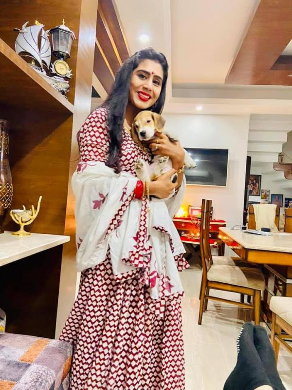 Ghazal with her pet dog