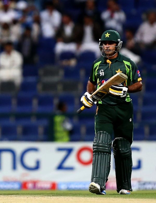 Mohammad Hafeez after hitting the third century of the series against Sri Lanka in December 2013