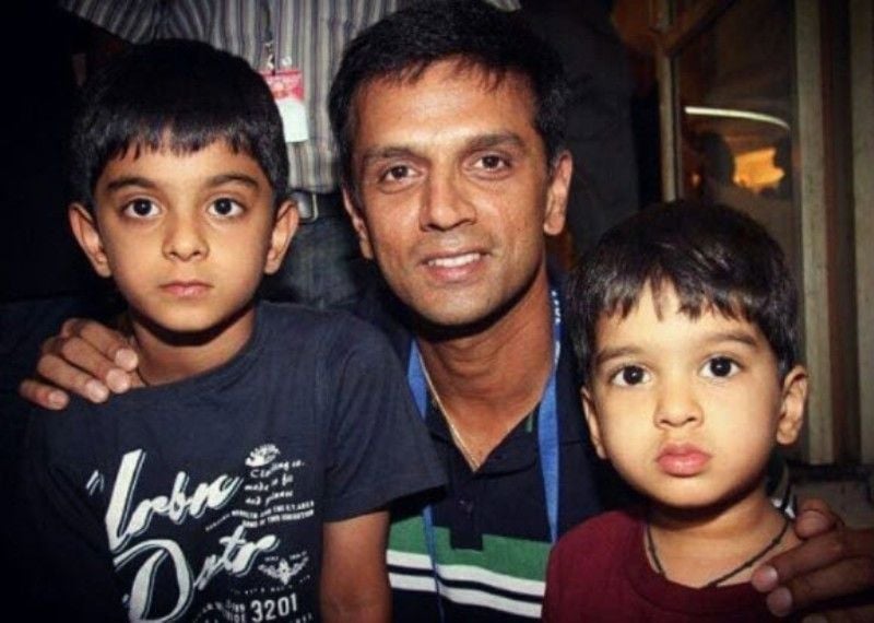 Rahul Dravid with his sons Samit Dravid and Anvay Dravid