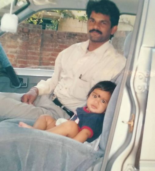A childhood picture of Shreya Lenka's with her father
