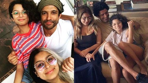 A collage of Akira Akhtar with her father and sister