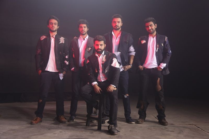 Members of the rock band ‘Bayaan’- Asfar Hussain, Haider Abbas, Shahrukh Aslam, Muqeet Shahzad, and Mansoor Lashari