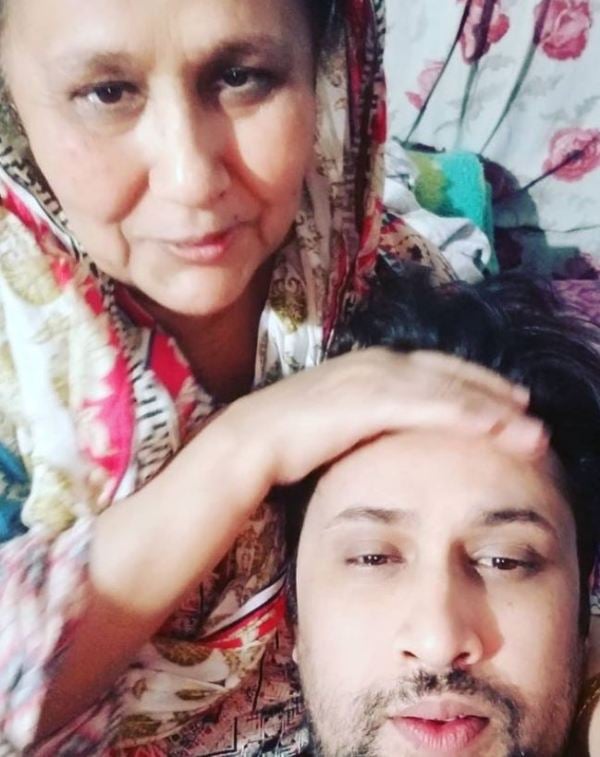 Adnan Dhool with his mother