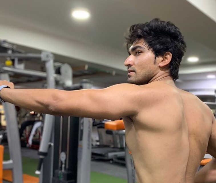 Anil Rathod while exercising at a gym