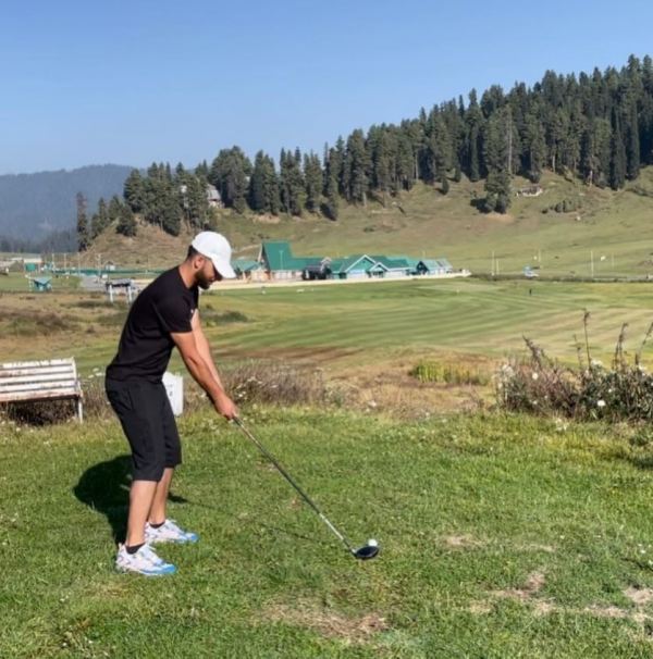 Arif Khan while playing golf in Gulmarg