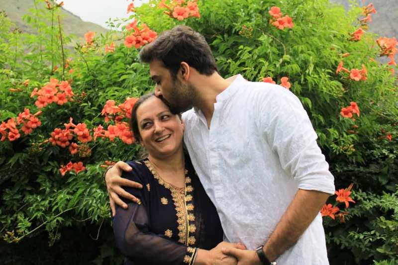 Asfar Hussain with his mother
