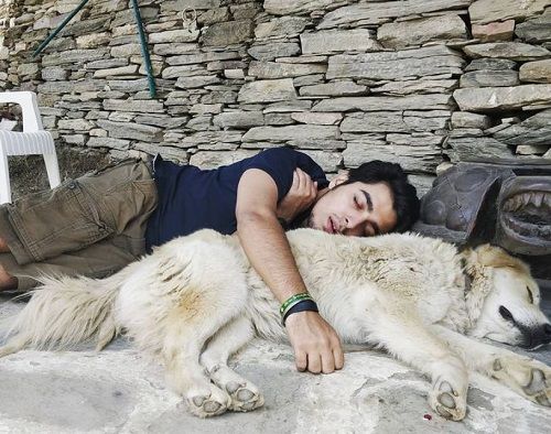 Gagan Arora with a dog