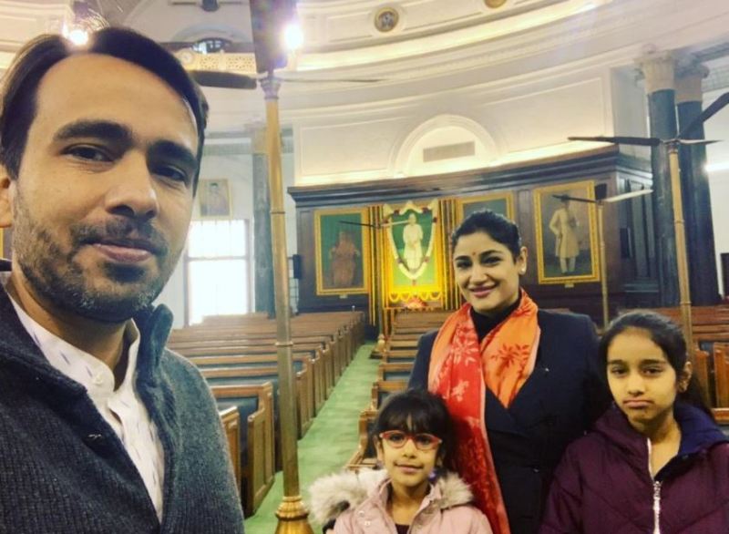 Jayant Chaudhary with his wife and daughters