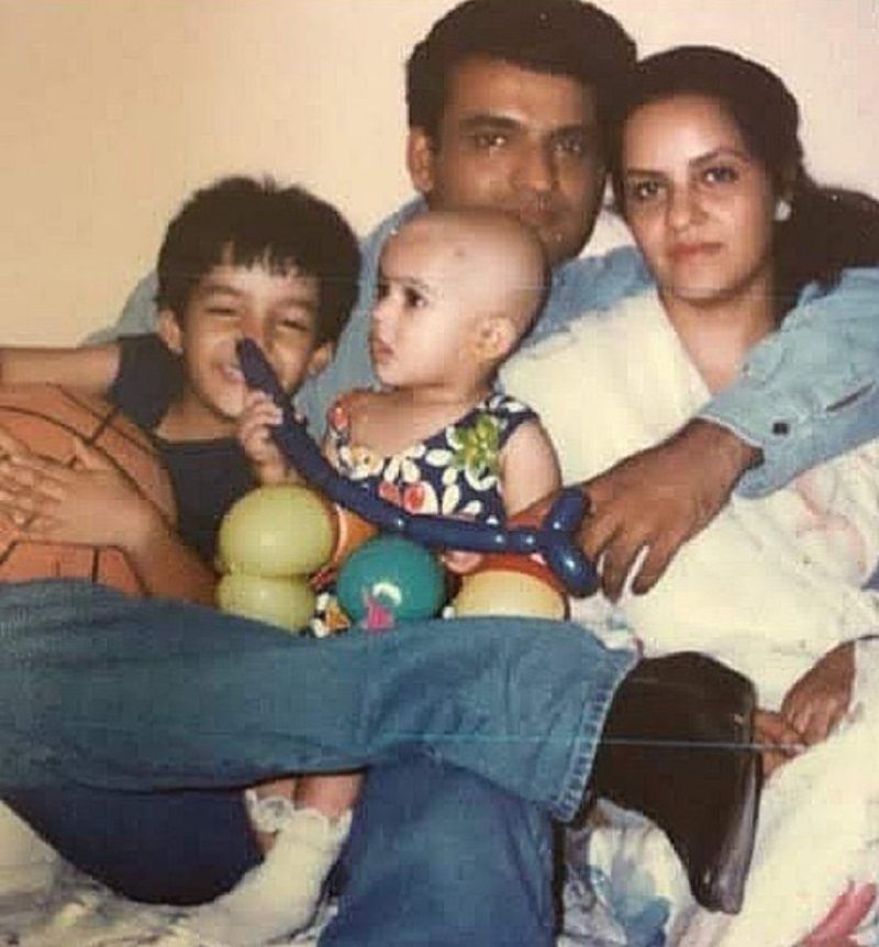Kavya Thapar as a child with her father